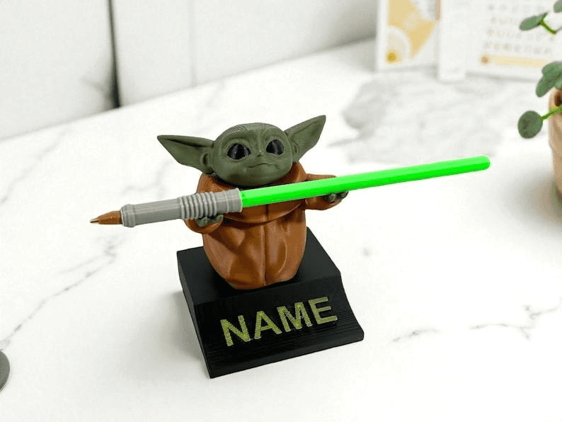 Grogu Inspired Lightsaber Pen Holder | Fan Desk Stand