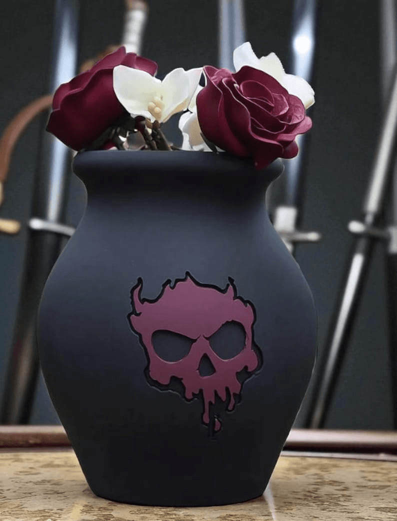 Gothic Skull Flower Vase | Dark Planter Pot
