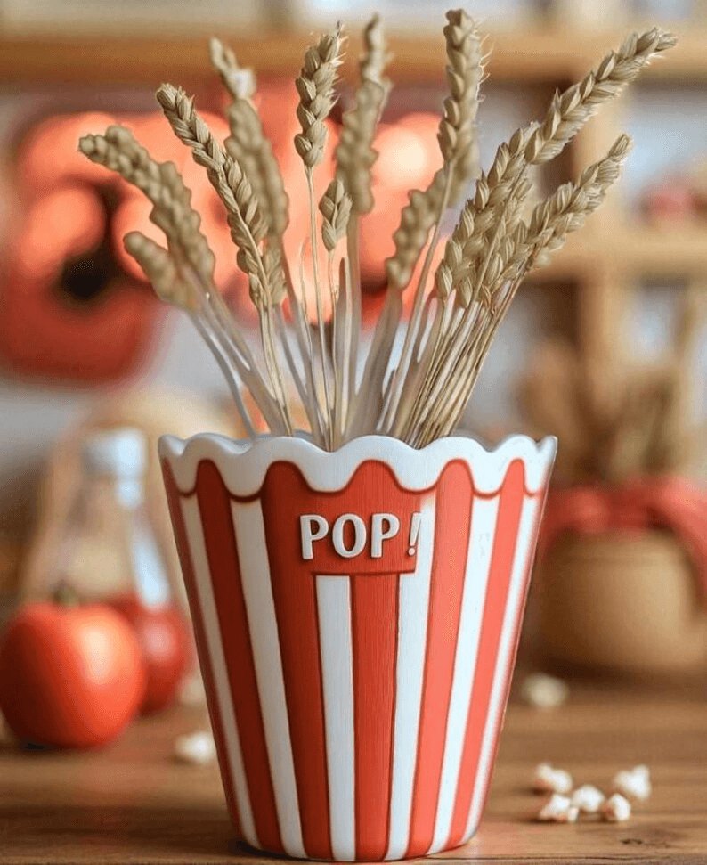 Popcorn Bucket Inspired Flower Vase | POP! Cinema Decor