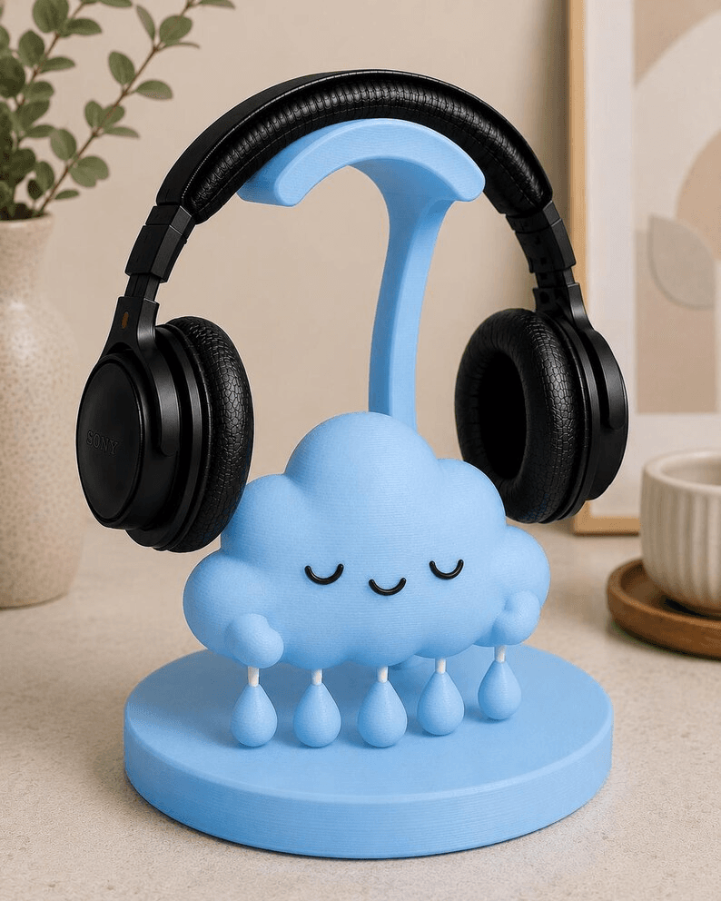 Kawaii Rain Cloud Headphone Stand | Cute Gaming Desk Accessory