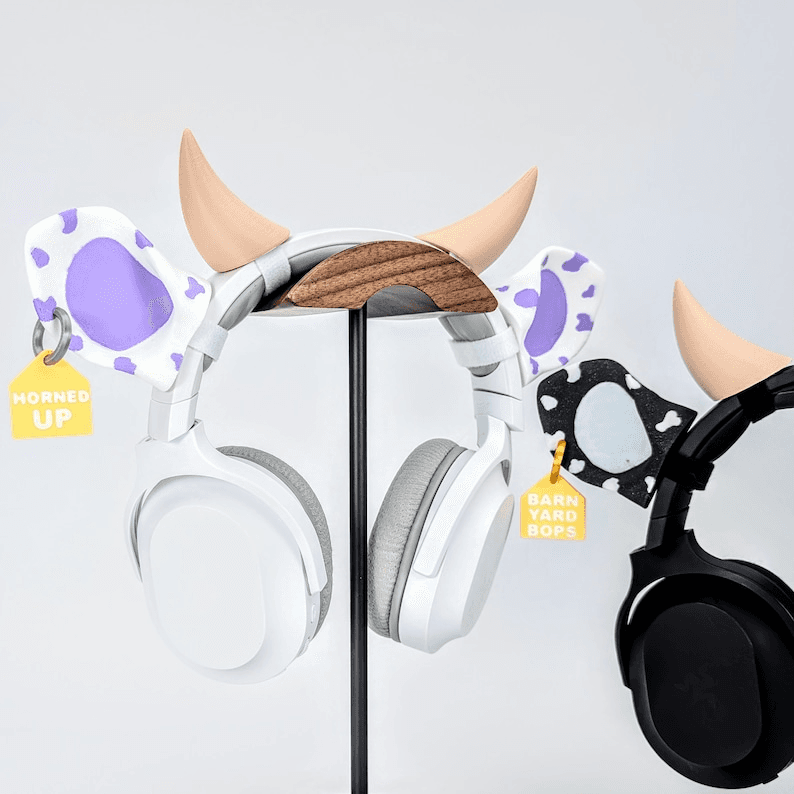 Cow Ears & Horns Headphone Attachment for Gamers