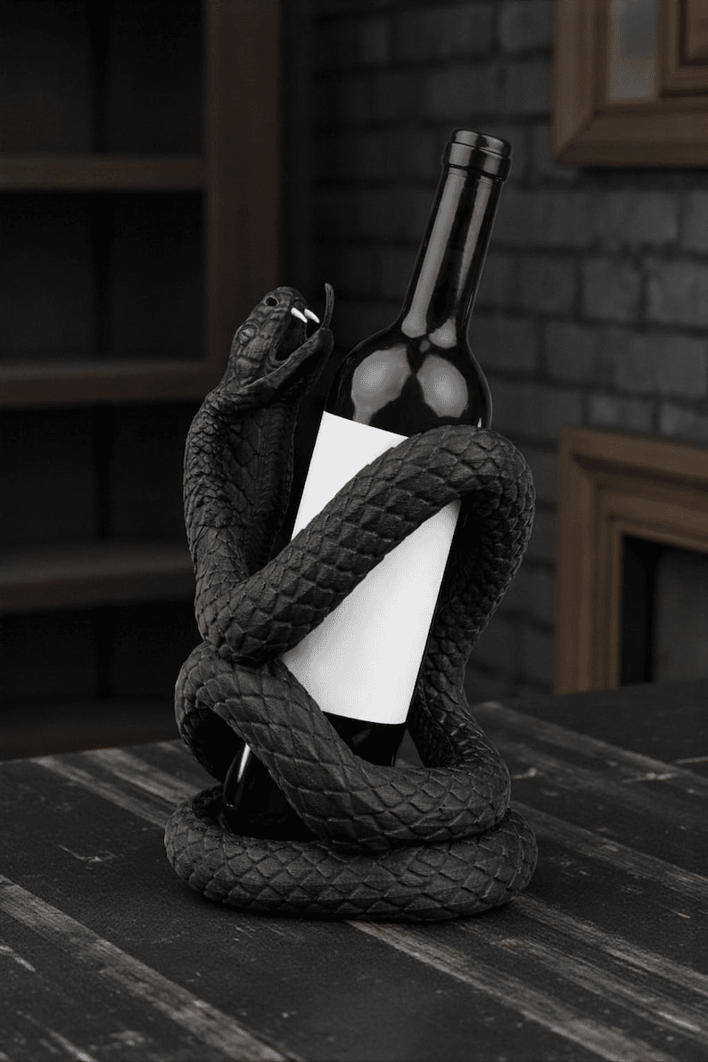 Black Cobra Snake Wine Bottle Holder – Gothic Bar Stand