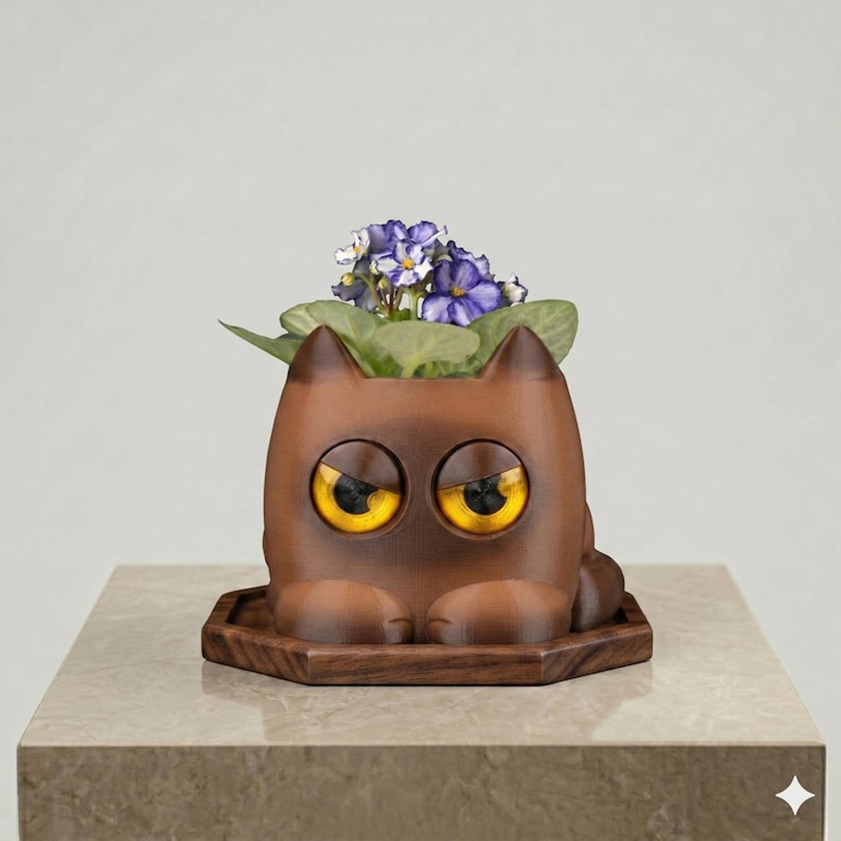 Grumpy Black Cat Planter – Kawaii Kitty Succulent Pot