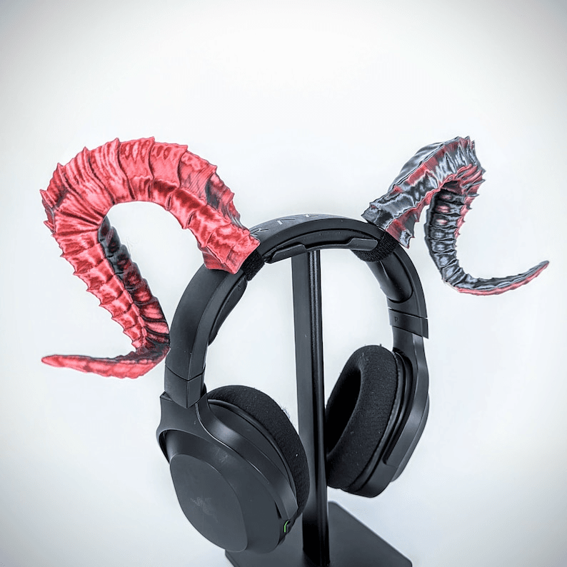 Tiefling Curved Ram Horns – DnD Inspired Headphone Horns