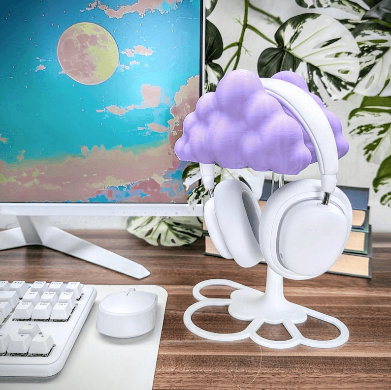 Cute Cloud Headphone Stand – Kawaii Gaming Room Decor