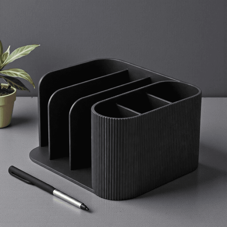 Dual Notepad Desk Organizer | Minimalist Black Caddy
