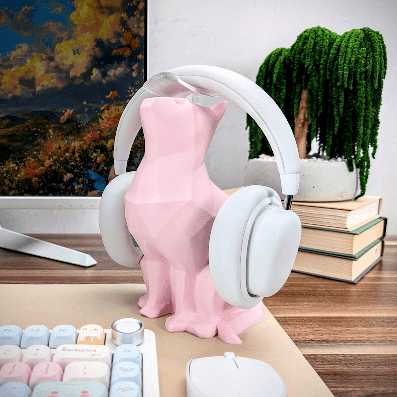 Cute Sleeping Cat Headphone Stand & Headset Holder