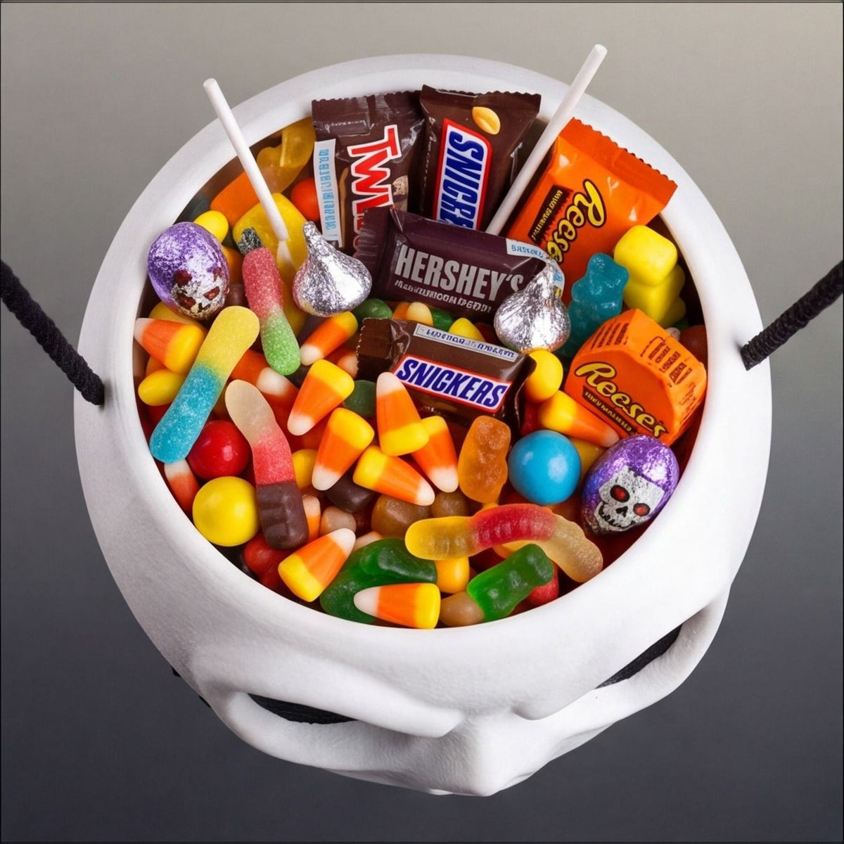 Stitched Skull Candy Bowl with Bone Handle – 3 Sizes