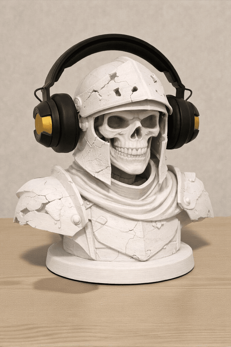 Gothic Skeleton Knight Headphone Stand | Gamer Desk Decor