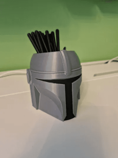 Mandalorian Helmet Inspired Planter & Pen Holder | Fan Decor