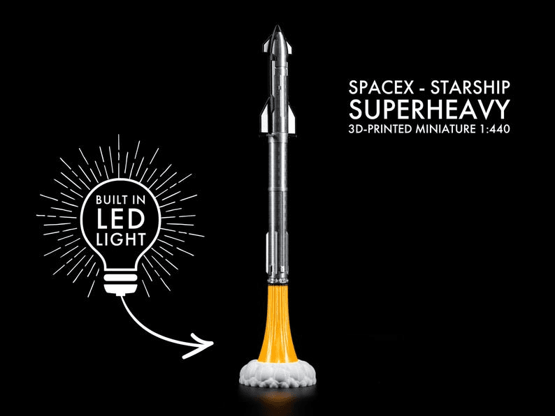 SpaceX Starship Inspired Super Heavy Rocket Lamp Model