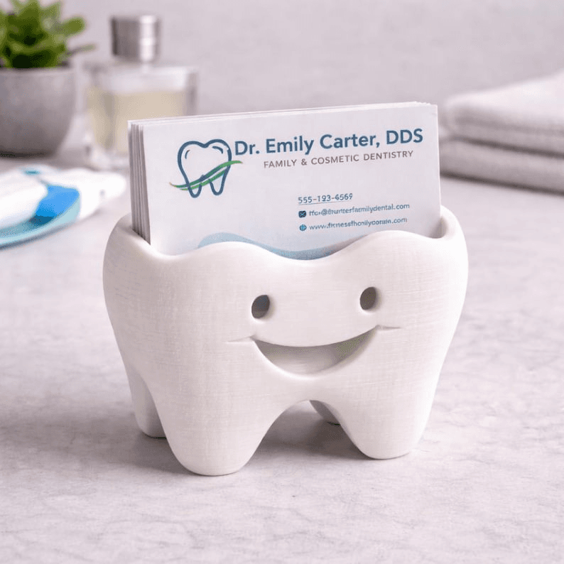 Smiling Tooth Business Card Holder for Dentist Desk