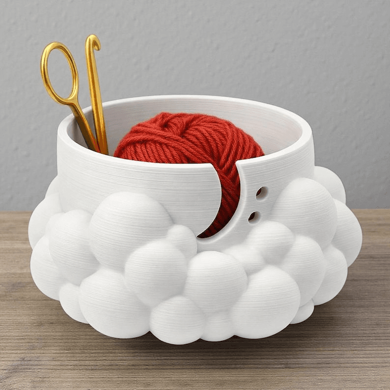 Cloud-Style Yarn Bowl for Knitting & Crochet