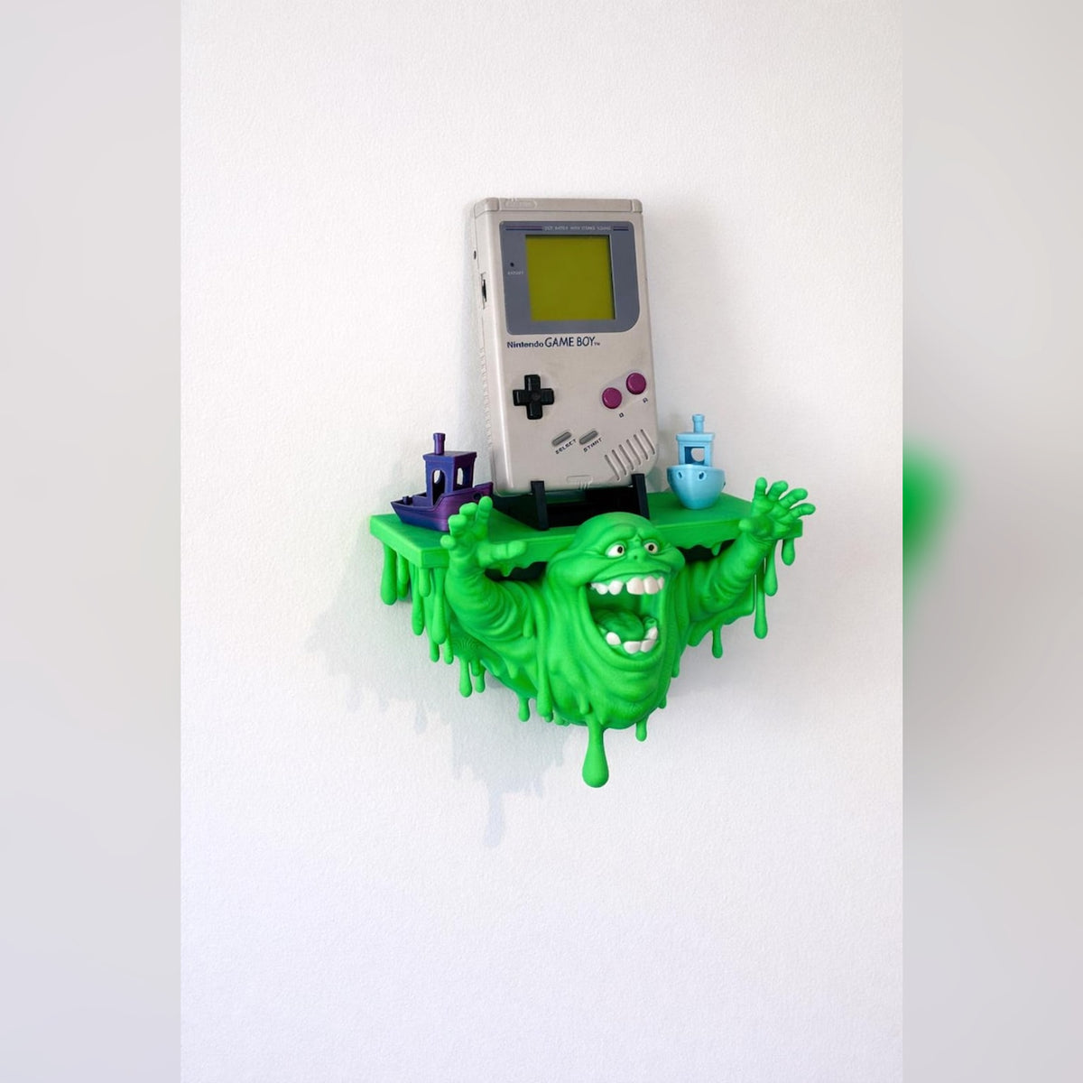 Slimer-Inspired Green Ghost Wall Shelf | Retro Fan Decor