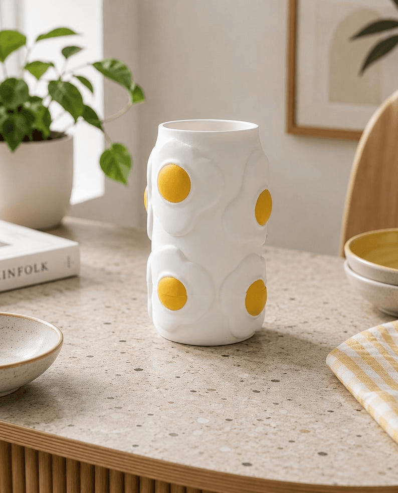 Sunny Side Up Fried Egg Vase | Quirky Kitchen Decor