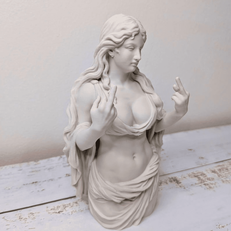 Funny Greek Goddess Middle Finger Bust Statue Decor