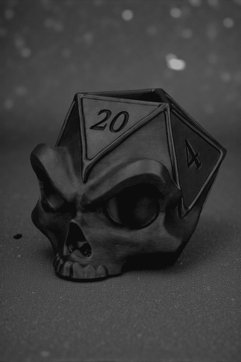D20 Skull Plant Pot – Gothic Gamer Desk Planter