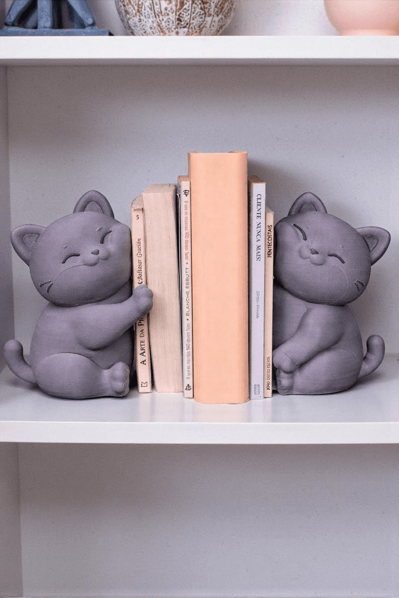 Playful Black Cat Bookends – Cat Lover Shelf Decor