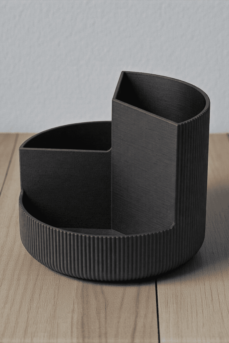 Spiral Ribbed Desk Organizer | Modern Gaming Office Decor