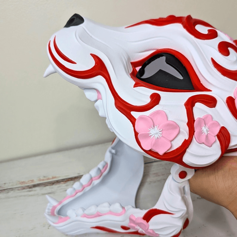 Kitsune Fox Mask – Japanese Folklore Sakura Cosplay