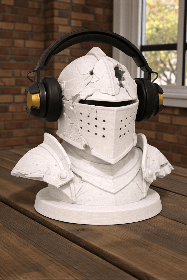 Battle-Worn Knight Armor Bust Headphone Stand