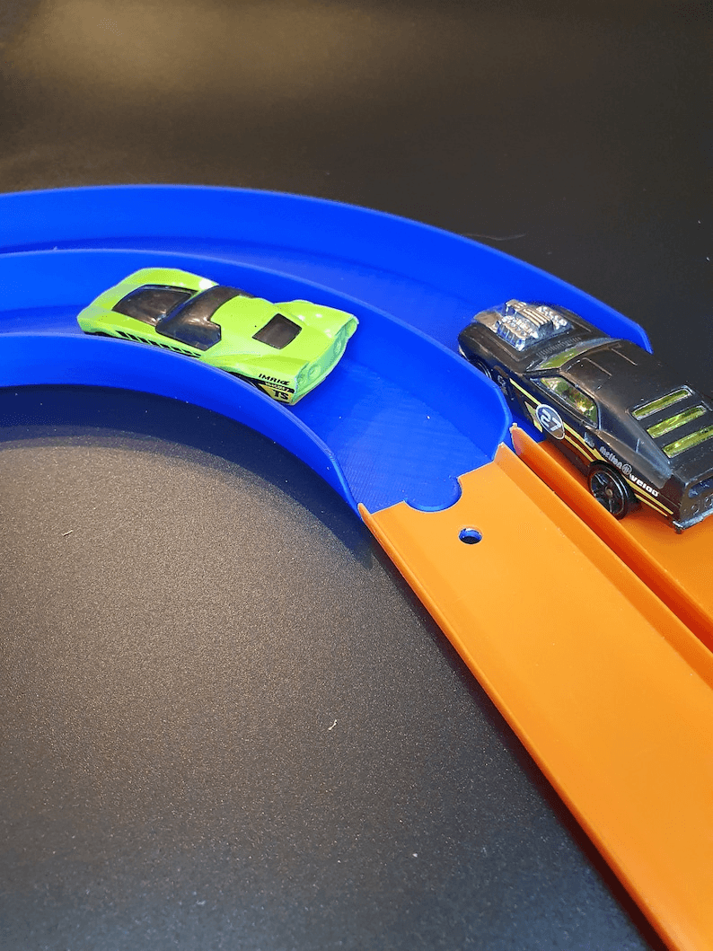 Dual Lane 90° Curve Track Piece for Mini Race Cars