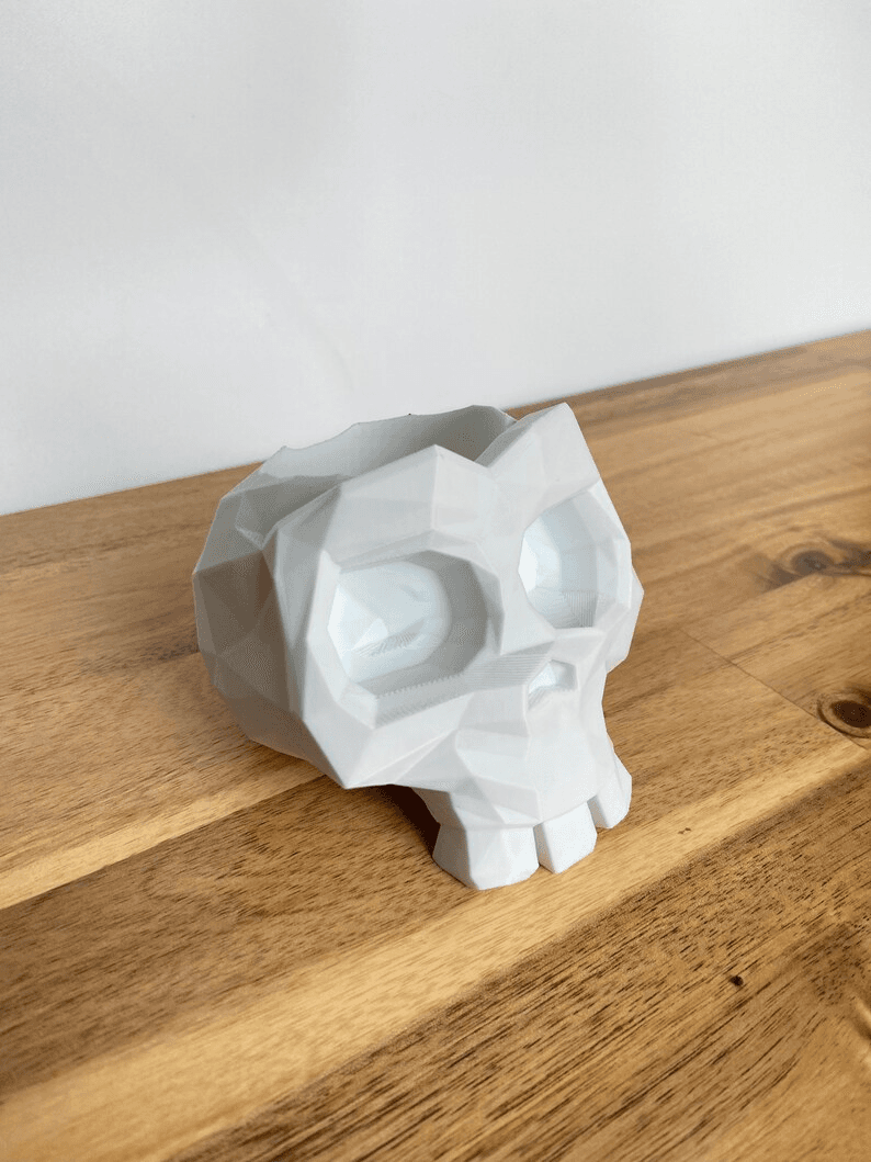 Low Poly Skull Flower Pot | Geometric Gothic Planter