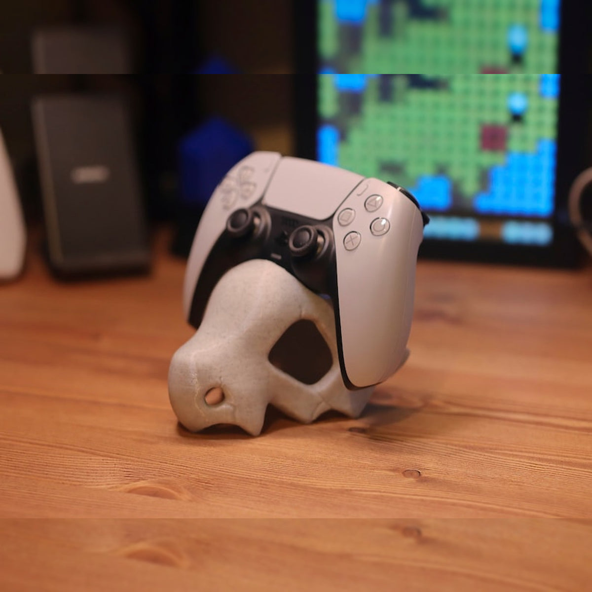 Cubone-Inspired Marble Style Skull Controller Stand