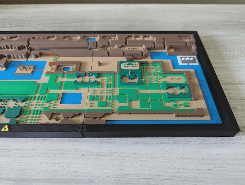 Zelda Inspired Hyrule Overworld Relief Map – 45cm Framed Art