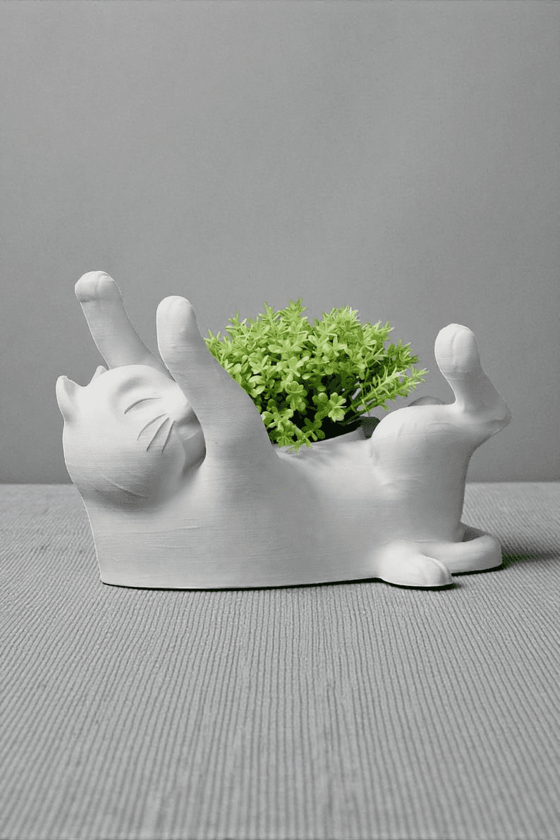 Playful Lazy Cat Succulent Planter | Novelty Desk Pot