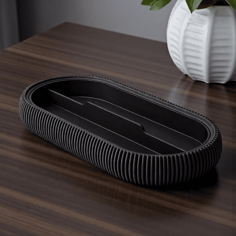 Ribbed Pen Tray – Modern Minimalist Desk Organizer