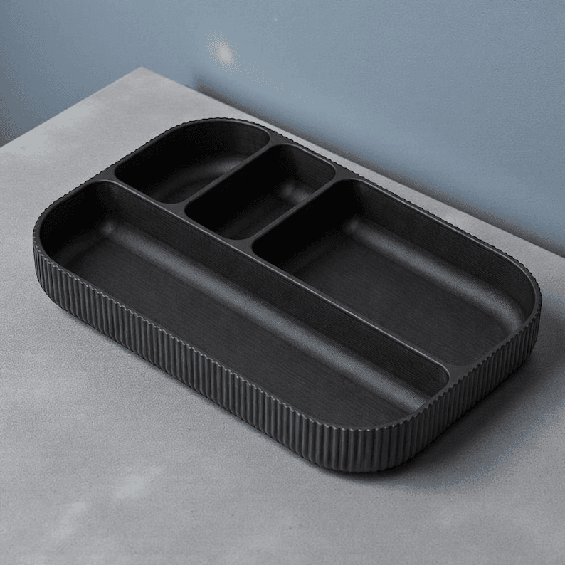 Minimalist Matte Black Desk Organizer Tray for Gamers