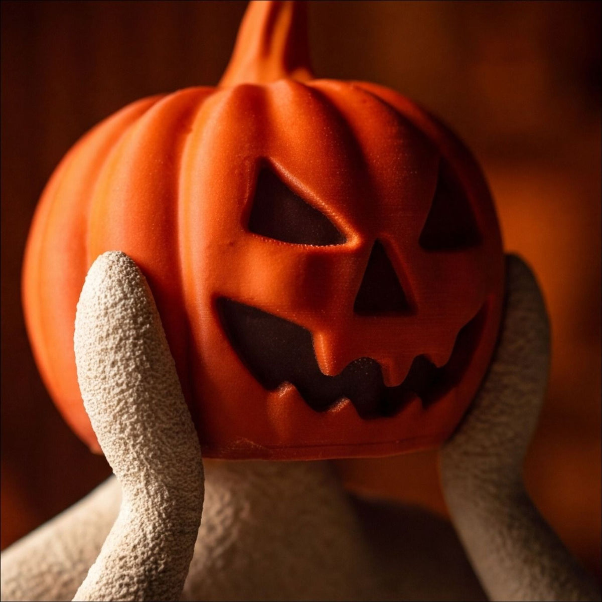 Pumpkin Head Minimalist Figure | Halloween Sculpture