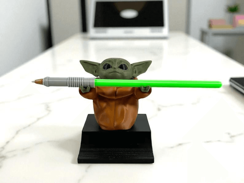 Grogu Inspired Lightsaber Pen Holder | Fan Desk Stand