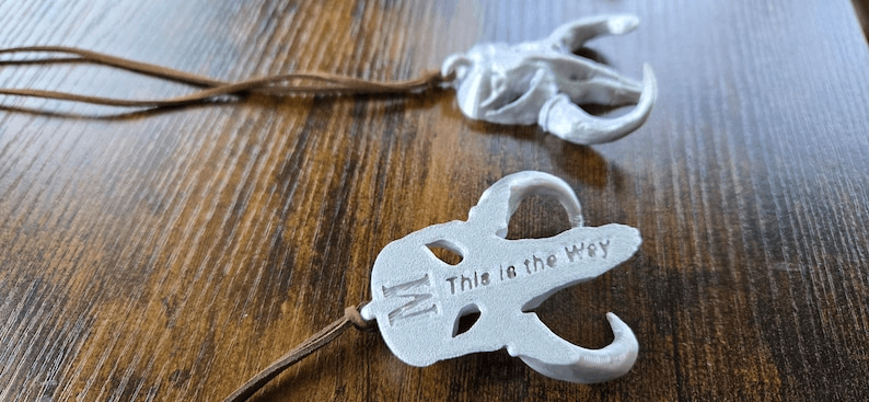 Mandalorian-Inspired Mythosaur Skull Fan Art Necklace