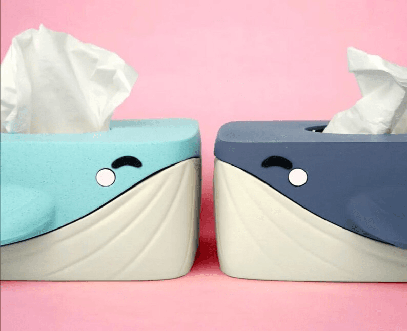 Bubbles the Whale Tissue Box Cover with Phone Holder