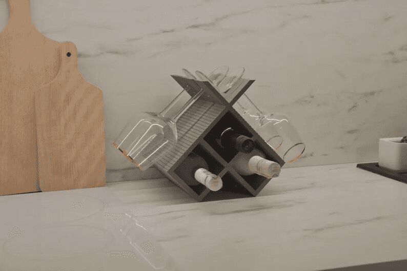 Minecraft-Inspired Wine Rack & Glass Holder for Home Bar
