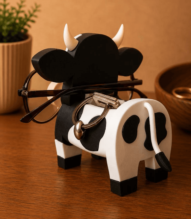 Cute Cow Eyeglass Stand | Farmhouse Desk Organizer