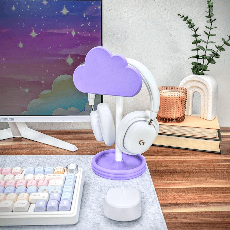 Cloud-Shaped Headphone Stand – Cute Desk Headset Holder