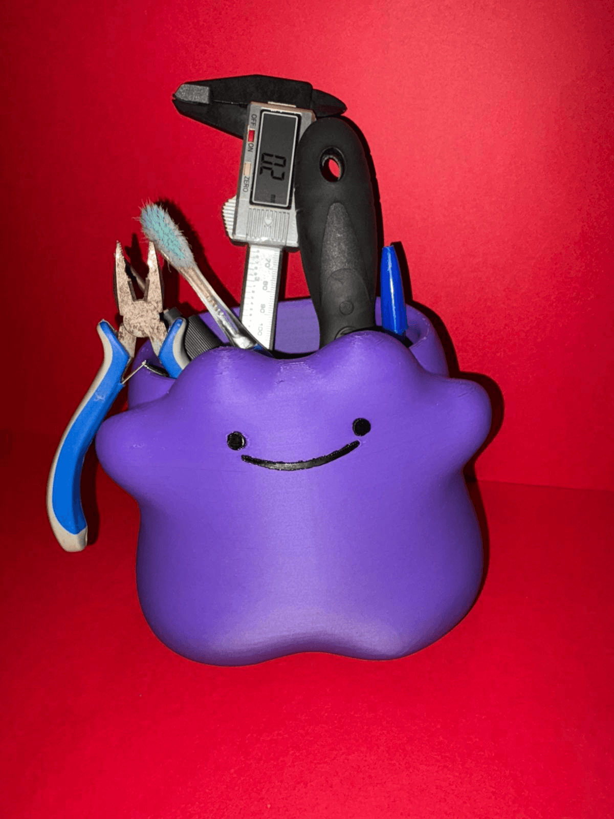 Ditto-Inspired Purple Pokemon Fan Pencil Holder Desk Tidy