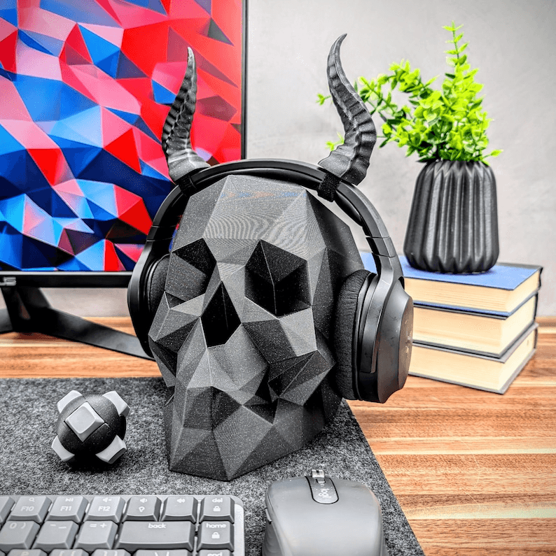 Skull Headphone Stand & Headset Holder for Gaming Desks