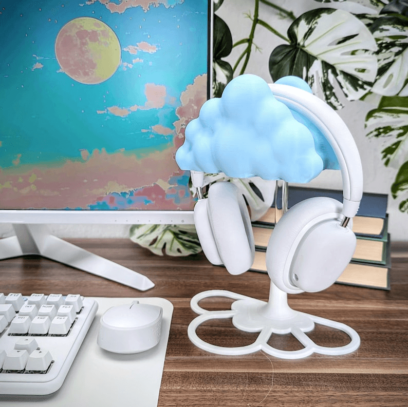 Cute Cloud Headphone Stand – Kawaii Gaming Room Decor
