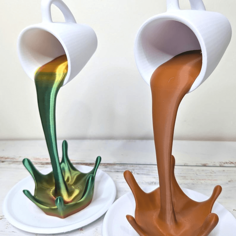 Anti-Gravity Spilling Coffee Mug Optical Illusion Decor