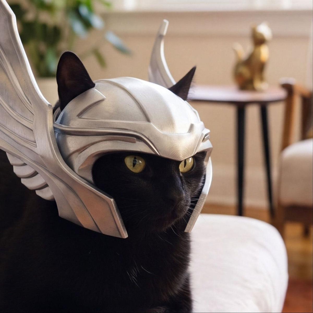 Thor-Inspired Cat Helmet | Novelty Pet Costume Accessory