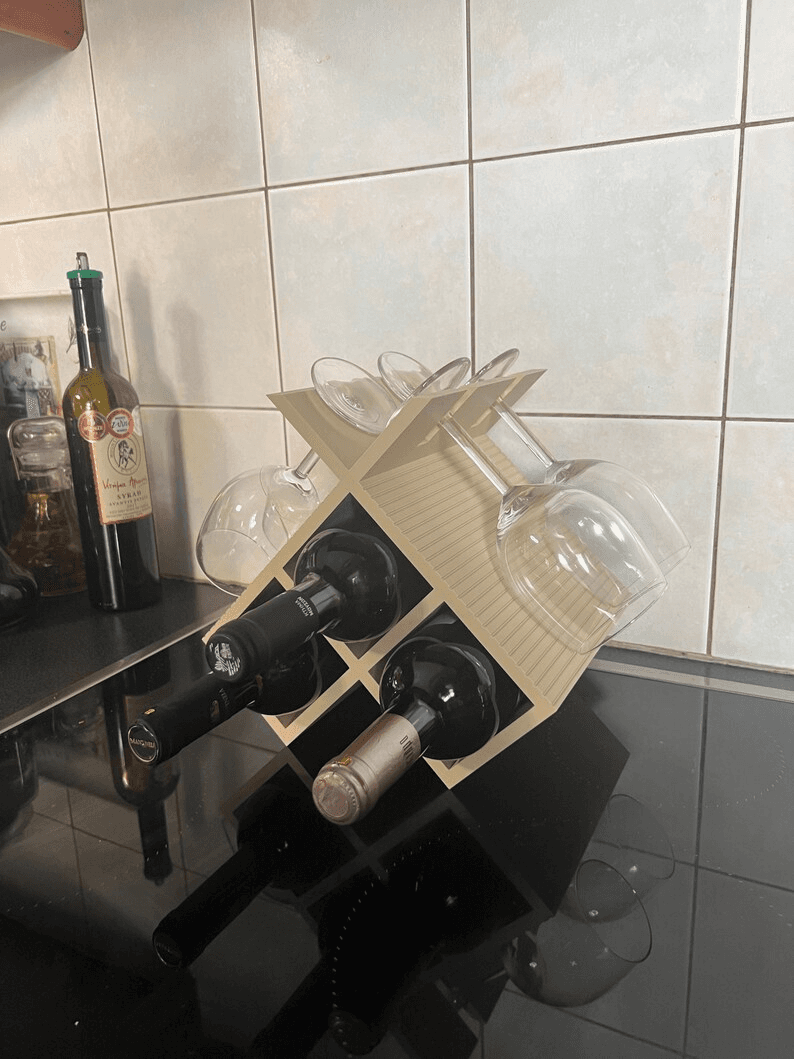 Minecraft-Inspired Wine Rack & Glass Holder for Home Bar