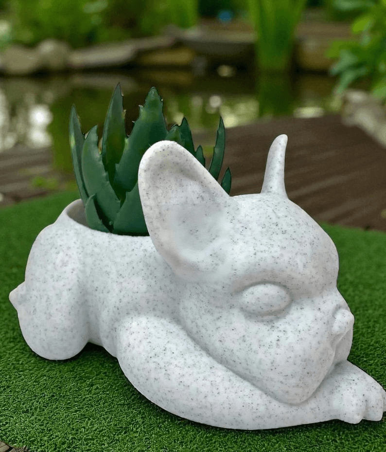 Sleeping French Bulldog Succulent Planter & Plant Pot