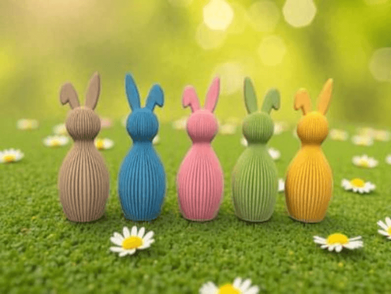 Ribbed Easter Bunny Figurine | Spring Home Décor Set