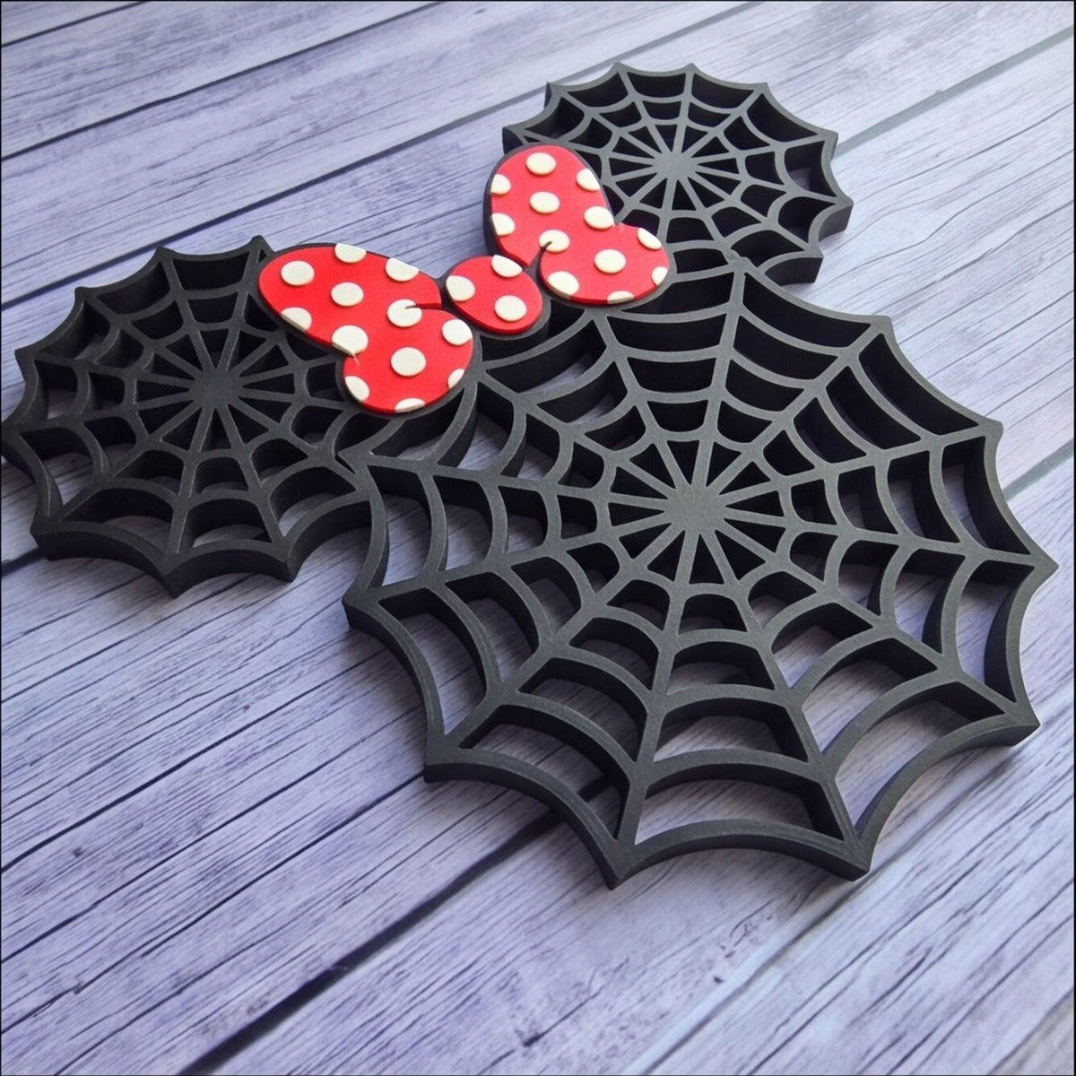 Minnie Mouse Inspired Spider Web Halloween Sign Decor
