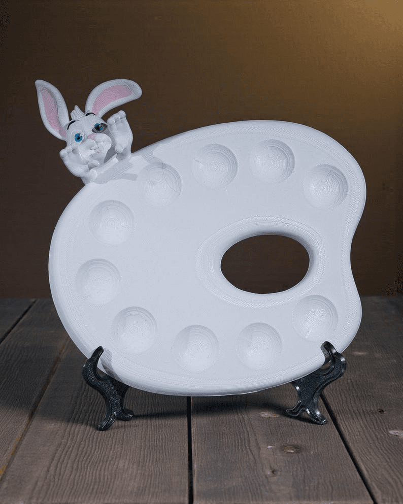 Cute Bunny Artist Paint Palette Desk Decor & Gift