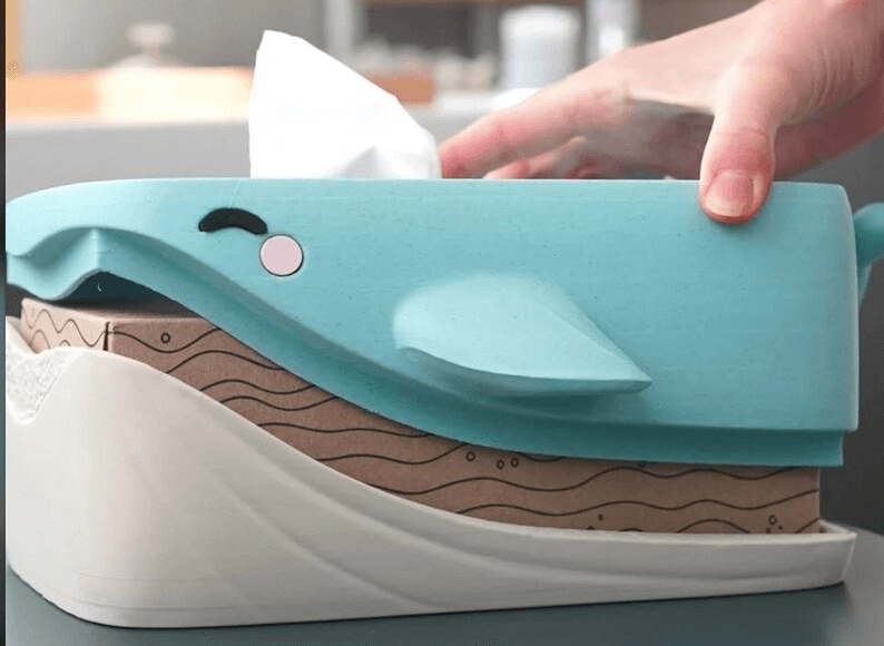 Bubbles the Whale Tissue Box Cover with Phone Holder